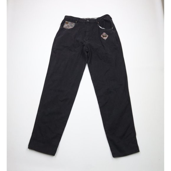 Deadstock Vtg 90s Streetwear Mens 36x35 Baggy Fit Paisley Flip Cuff Denim Jeans
